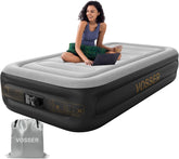 Twin Air Mattress with Built in Pump,Inflatable Mattress 2 Mins Self-Inflation/Deflation,Thicker Blow up Mattress Leak-Proof,Flocked Top Air Bed with Storage Bag for Home, Camping & Guests