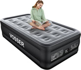 Air Mattress Twin with Built in Pump,18” Raised Blow Up Mattress,Inflatable Mattress in 2 Mins,Single Twin Size Air Mattress for Home,Floor&Camping, Air Bed for Adults,330LB Max,Black