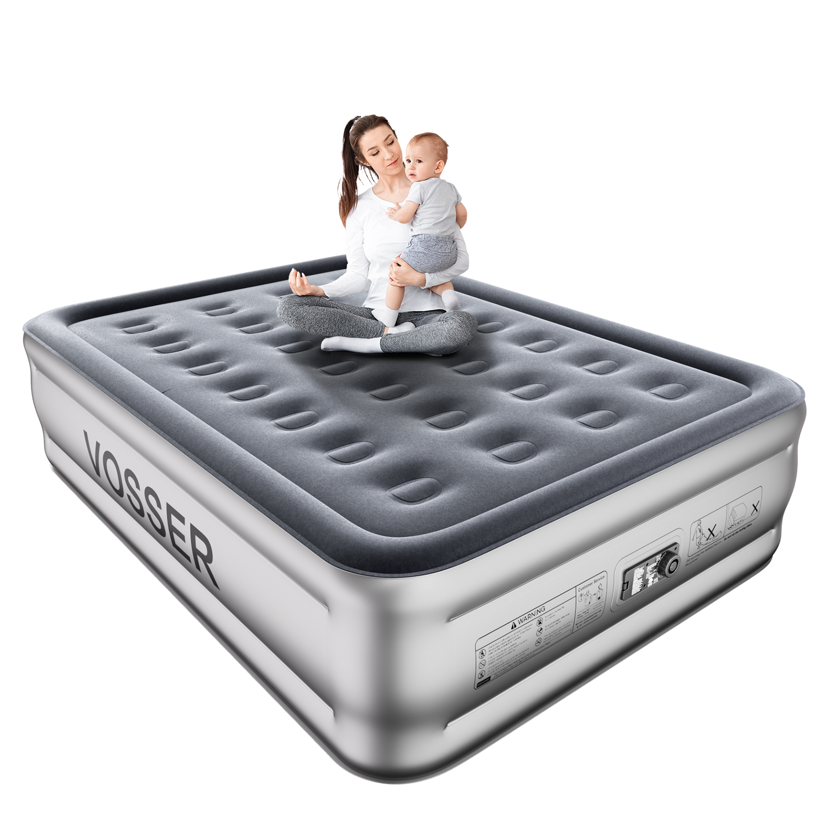 Air Mattress Full with Built in Pump,18’’Blow Up Mattress,Self Inflatable Mattress in 3 Mins,Portable Air Bed for Camping,Floor&Travel,Full Size Air Mattress for Adults 660LB Max,Silver