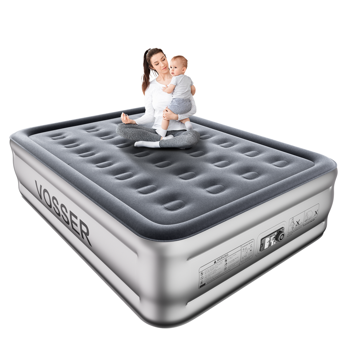 Air Mattress Full with Built in Pump,18’’Blow Up Mattress,Self Inflatable Mattress in 3 Mins,Portable Air Bed for Camping,Floor&Travel,Full Size Air Mattress for Adults 660LB Max,Silver