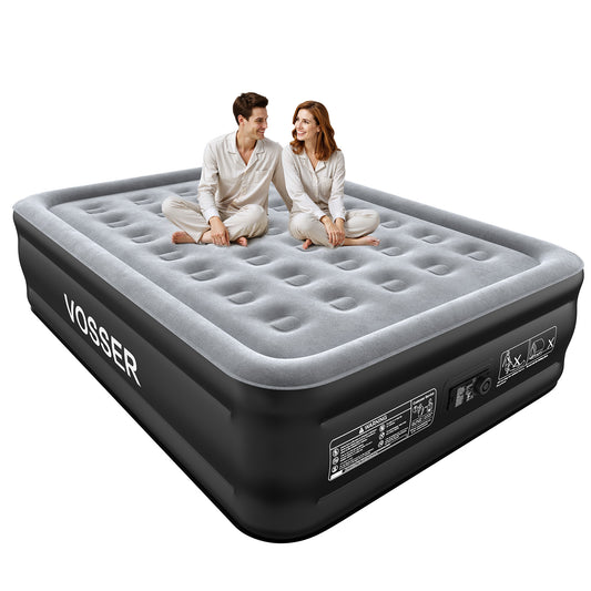 Air Mattress Queen with Built in Pump,Blow Up Mattress in 3 Mins,18'' Raised Self Inflatable Mattress,Portable Airbed for Home,Floor&Camping,Queen Size Air Matress for Adults,660LB Max,Black