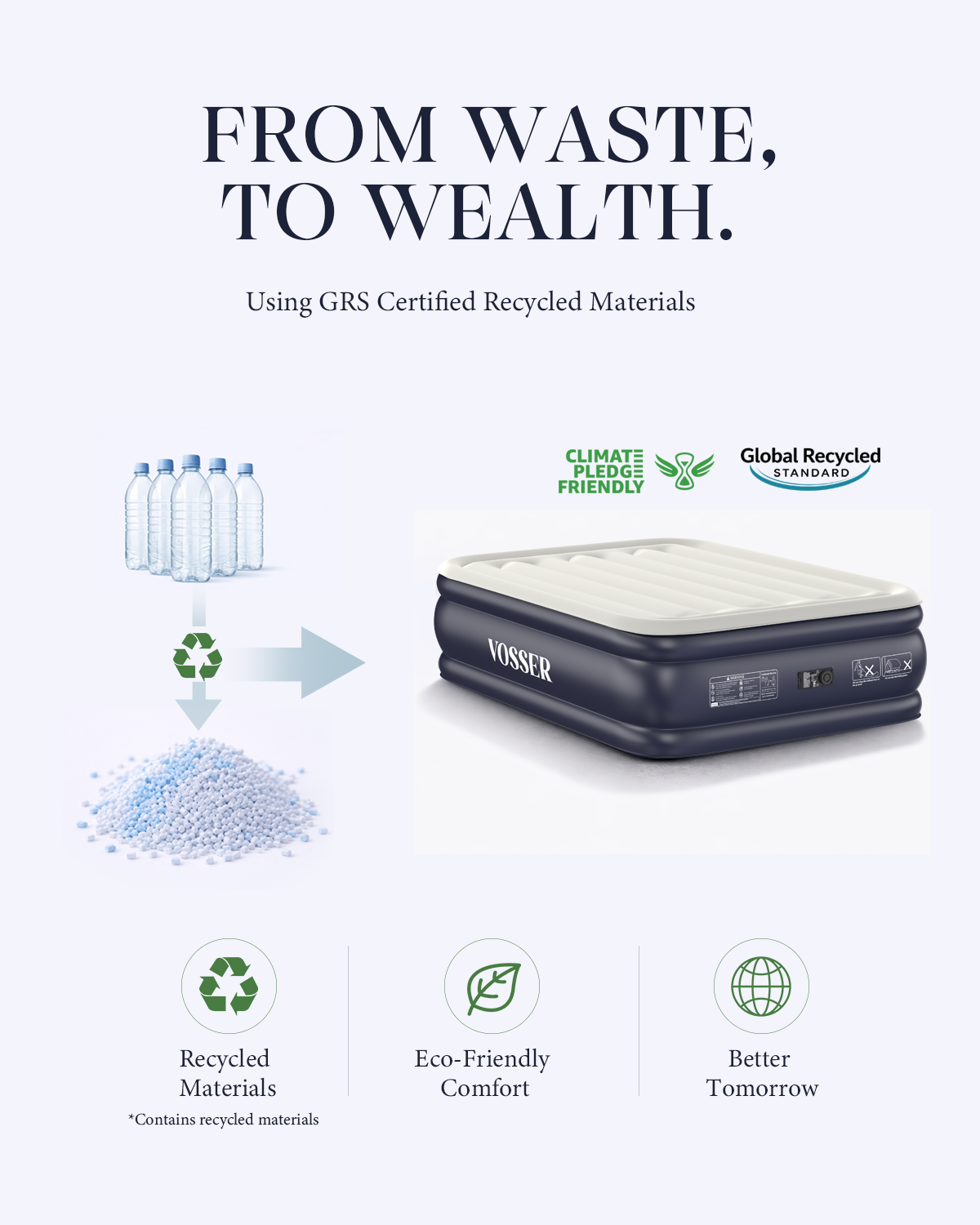 VOSSER Air Mattress Queen with Built-in Pump, 18" Raised Inflatable Blow Up Mattress,Upgraded Heavy Duty Portable Air Bed for Home,Guests,Floor & Camping, Self Inflating Colchon Inflable for Adults