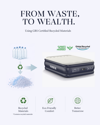 VOSSER Air Mattress Queen with Built-in Pump, 18" Raised Inflatable Blow Up Mattress,Upgraded Heavy Duty Portable Air Bed for Home,Guests,Floor & Camping, Self Inflating Colchon Inflable for Adults