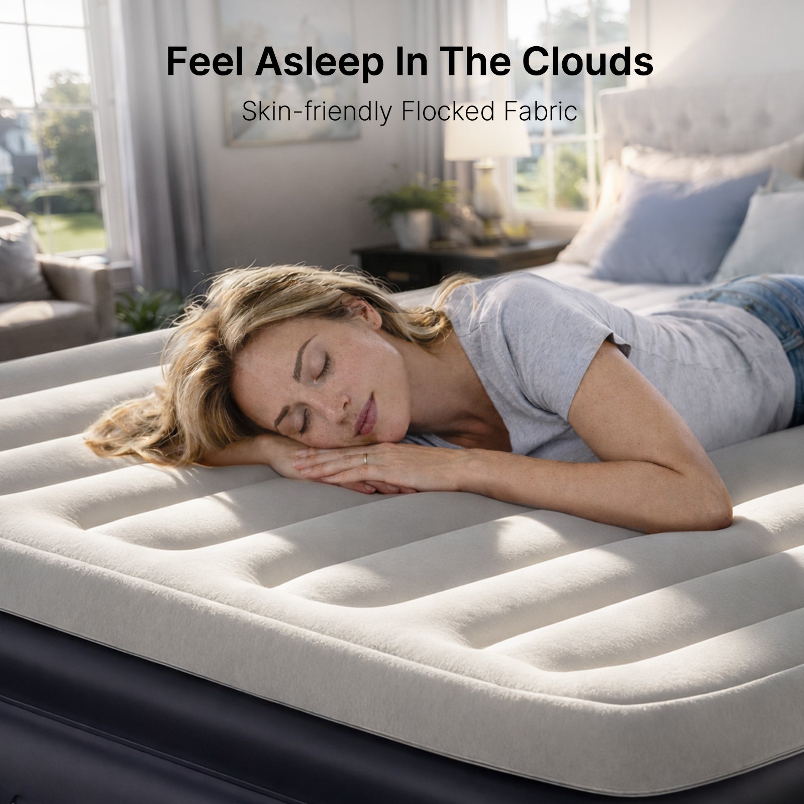 VOSSER Air Mattress Queen with Built-in Pump, 18" Raised Inflatable Blow Up Mattress,Upgraded Heavy Duty 800lbs Portable Air Bed for Home, Guests,Floor& Camping, Self Inflating Colchon Inflable Queen