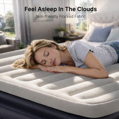 VOSSER Air Mattress Queen with Built-in Pump, 18" Raised Inflatable Blow Up Mattress,Upgraded Heavy Duty 800lbs Portable Air Bed for Home, Guests,Floor& Camping, Self Inflating Colchon Inflable Queen