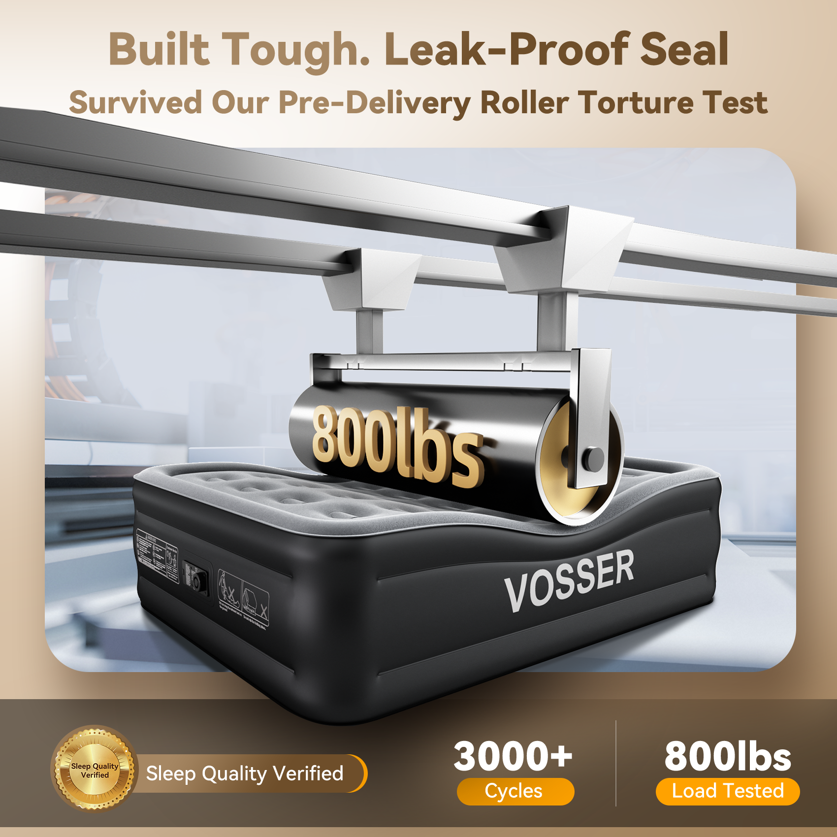VOSSER Air Mattress Full with Built in Pump,18’’Raised Blow Up Mattress,Self Inflatable Mattress in 3 Mins,Portable Air Bed for Home,Floor&Travel,Full Size Air Mattress for Adults 660LB Max,Black