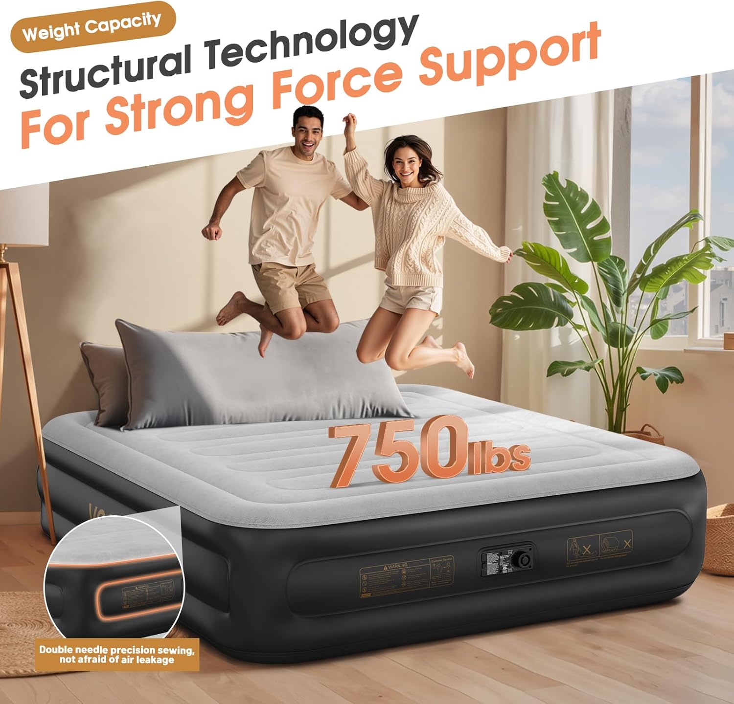 Twin Air Mattress with Built in Pump,Inflatable Mattress 2 Mins Self-Inflation/Deflation,Thicker Blow up Mattress Leak-Proof,Flocked Top Air Bed with Storage Bag for Home, Camping & Guests