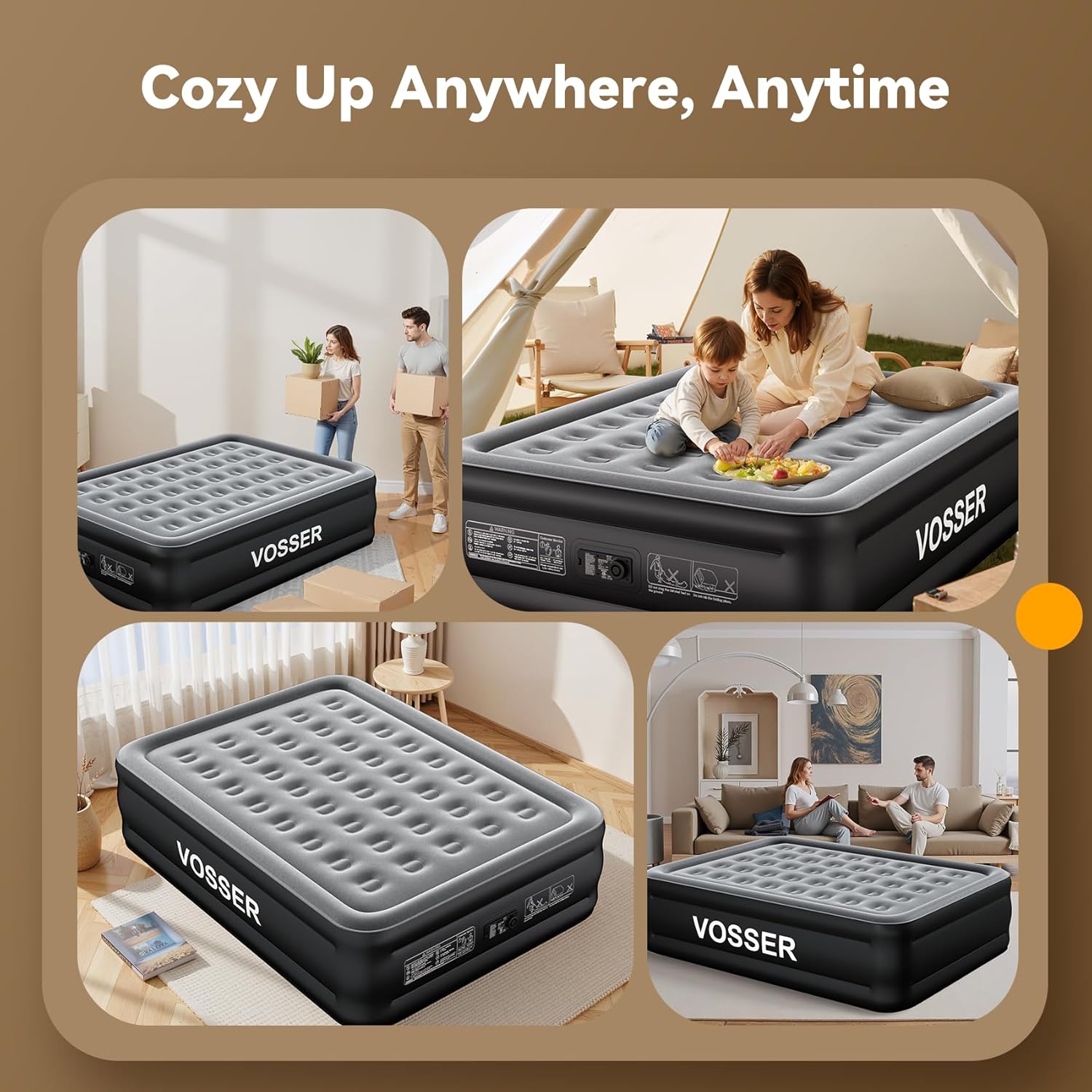 Air Mattress Twin with Built in Pump,18” Raised Blow Up Mattress,Inflatable Mattress in 2 Mins,Single Twin Size Air Mattress for Home,Floor&Camping, Air Bed for Adults,330LB Max,Black