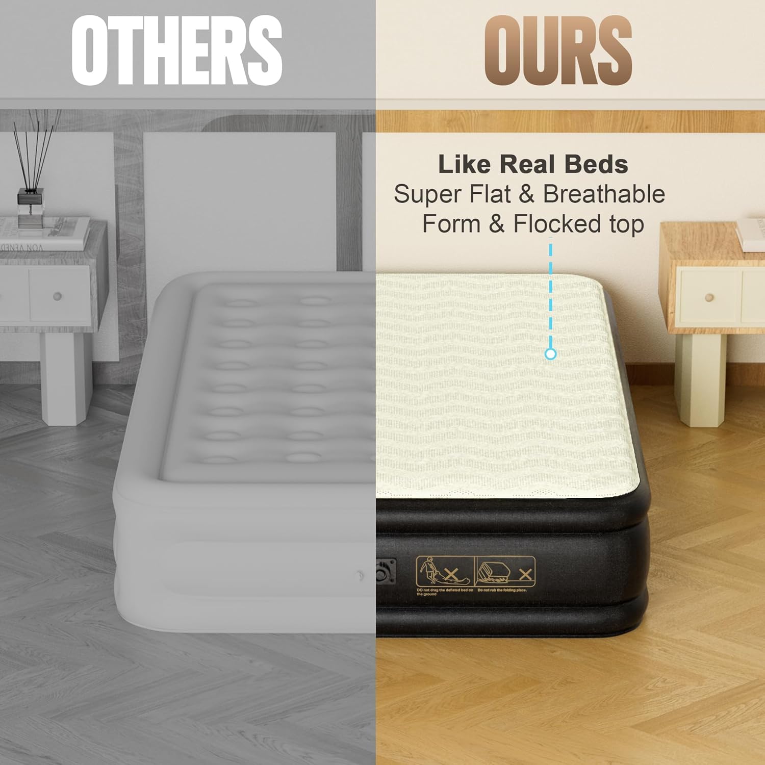 Twin Air Mattress with Built-in Pump,18'' Foam Topper Inflatable Mattress,Luxury Blow Up Mattress 2 Mins Self-Inflation/Deflation - Breathable and Wrinkle-Free for Camping, Home & Guests