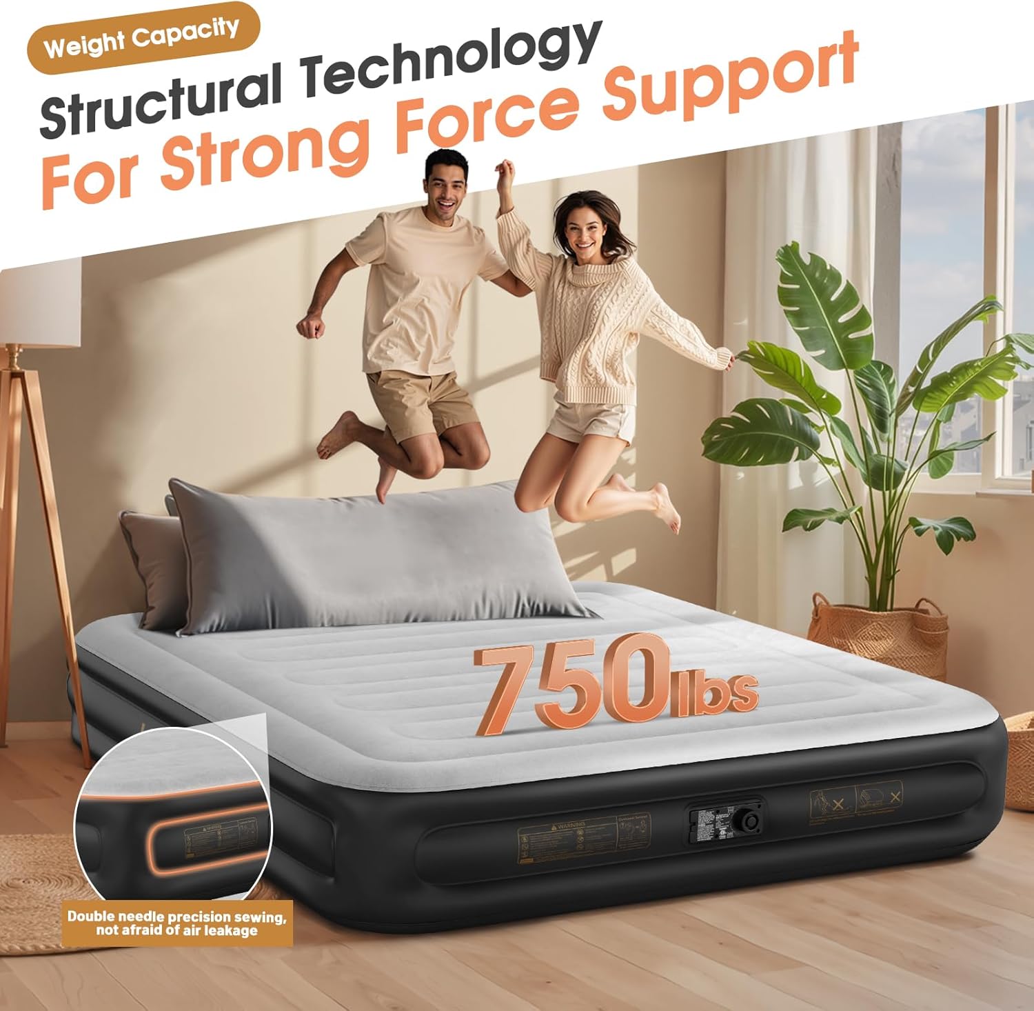 Twin Air Mattress with Built in Pump,Inflatable Mattress 2 Mins Self-Inflation/Deflation,Thicker Blow up Mattress Leak-Proof,Flocked Top Air Bed with Storage Bag for Home, Camping & Guests