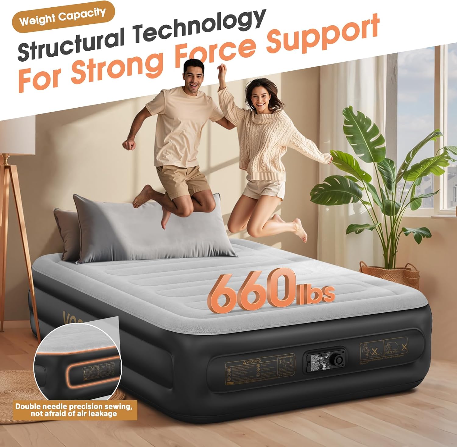 Twin Air Mattress with Built in Pump,Inflatable Mattress 2 Mins Self-Inflation/Deflation,Thicker Blow up Mattress Leak-Proof,Flocked Top Air Bed with Storage Bag for Home, Camping & Guests