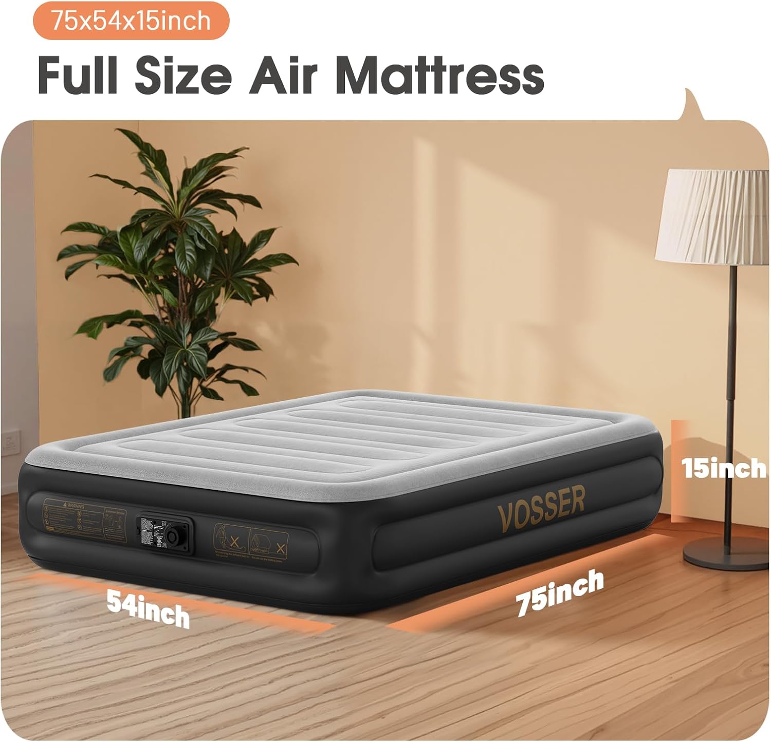 Twin Air Mattress with Built in Pump,Inflatable Mattress 2 Mins Self-Inflation/Deflation,Thicker Blow up Mattress Leak-Proof,Flocked Top Air Bed with Storage Bag for Home, Camping & Guests