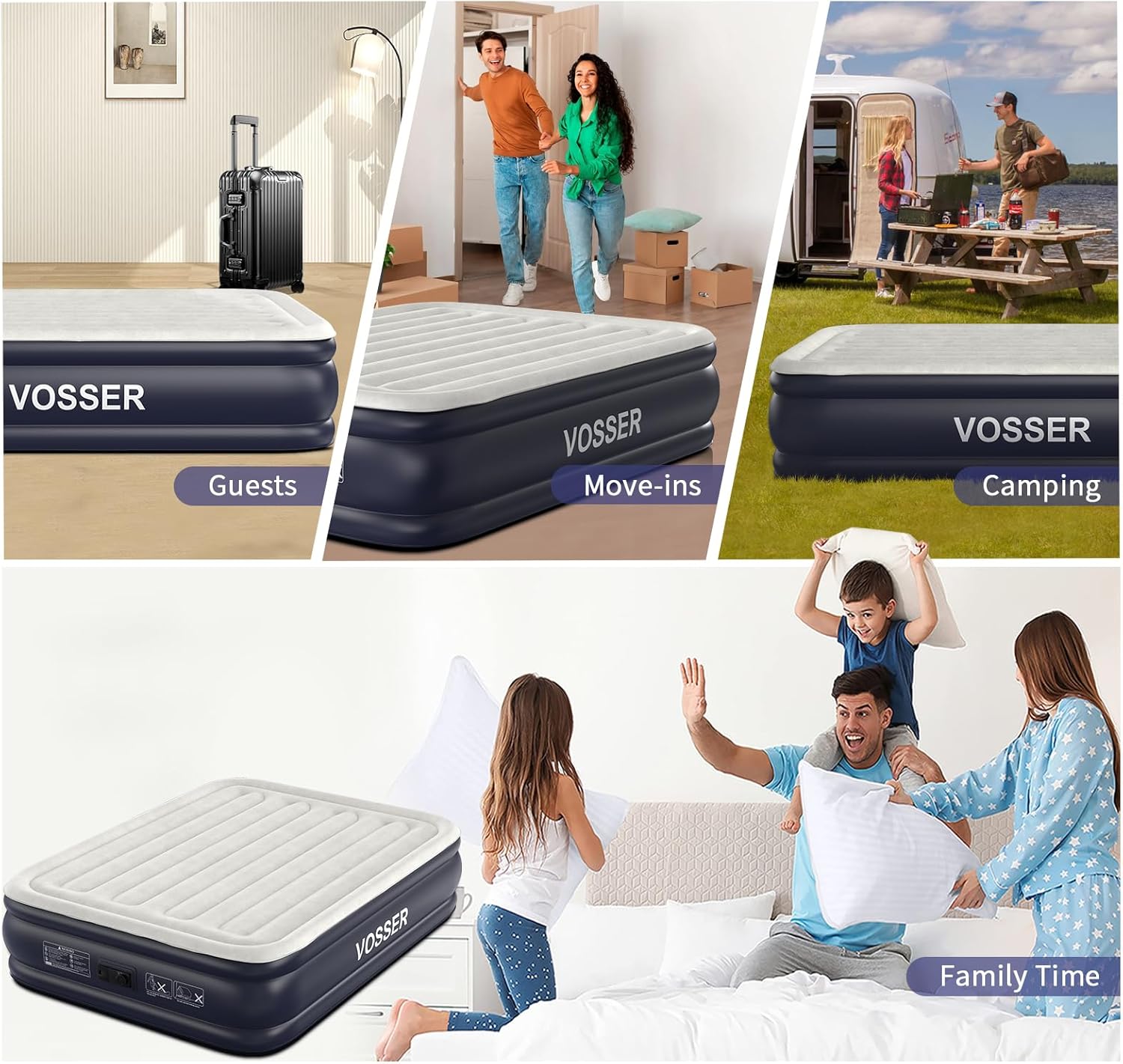 Twin Air Mattress with Built in Pump Raised,18''Inflatable Mattress of Upgraded Vertical Beams,Self Inflatable Blow Up Mattress in 3 Mins,Flocked Top Airbed with Carry Bag for Home,Camping