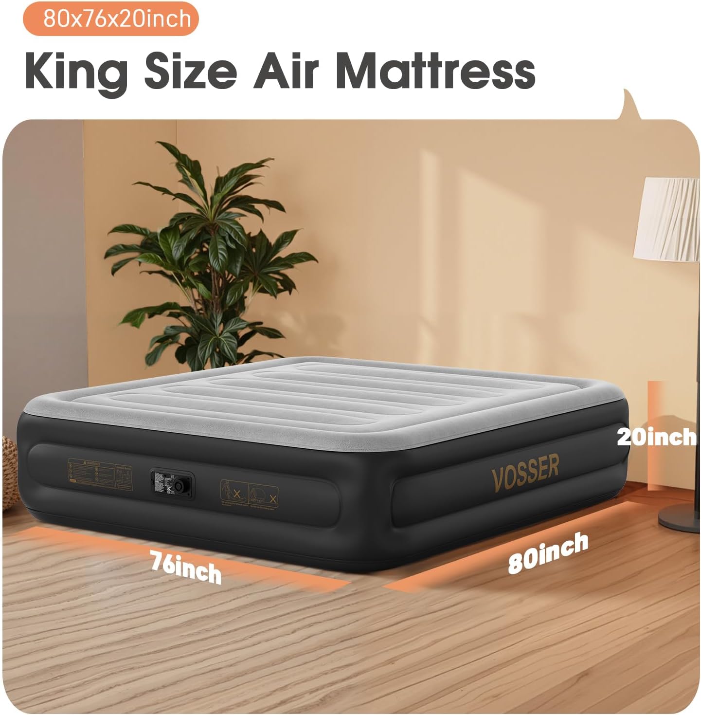 Twin Air Mattress with Built in Pump,Inflatable Mattress 2 Mins Self-Inflation/Deflation,Thicker Blow up Mattress Leak-Proof,Flocked Top Air Bed with Storage Bag for Home, Camping & Guests