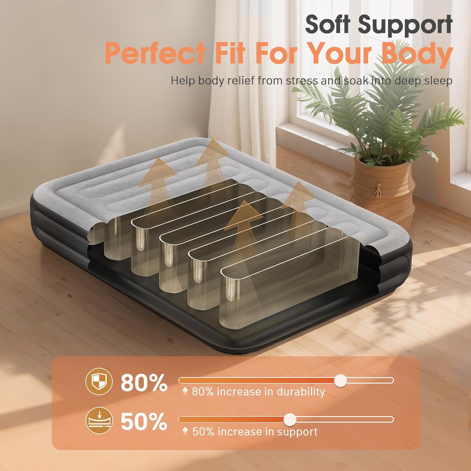 Twin Air Mattress with Built in Pump,Inflatable Mattress 2 Mins Self-Inflation/Deflation,Thicker Blow up Mattress Leak-Proof,Flocked Top Air Bed with Storage Bag for Home, Camping & Guests