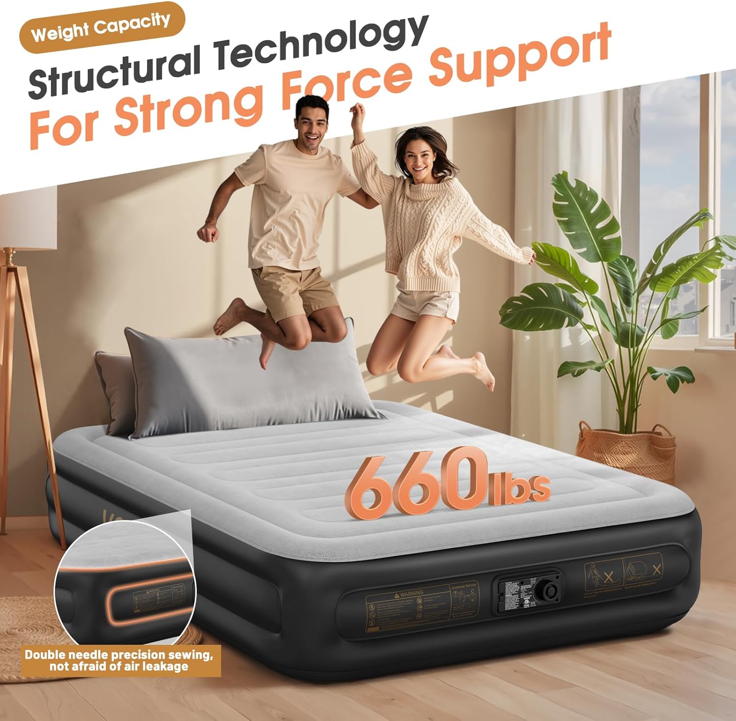 Twin Air Mattress with Built in Pump,Inflatable Mattress 2 Mins Self-Inflation/Deflation,Thicker Blow up Mattress Leak-Proof,Flocked Top Air Bed with Storage Bag for Home, Camping & Guests