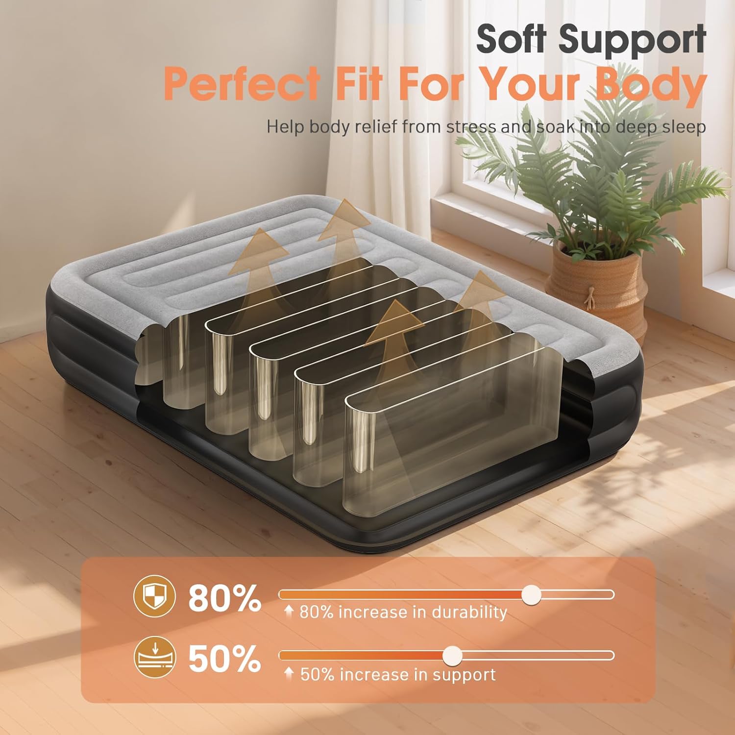 Twin Air Mattress with Built in Pump,Inflatable Mattress 2 Mins Self-Inflation/Deflation,Thicker Blow up Mattress Leak-Proof,Flocked Top Air Bed with Storage Bag for Home, Camping & Guests