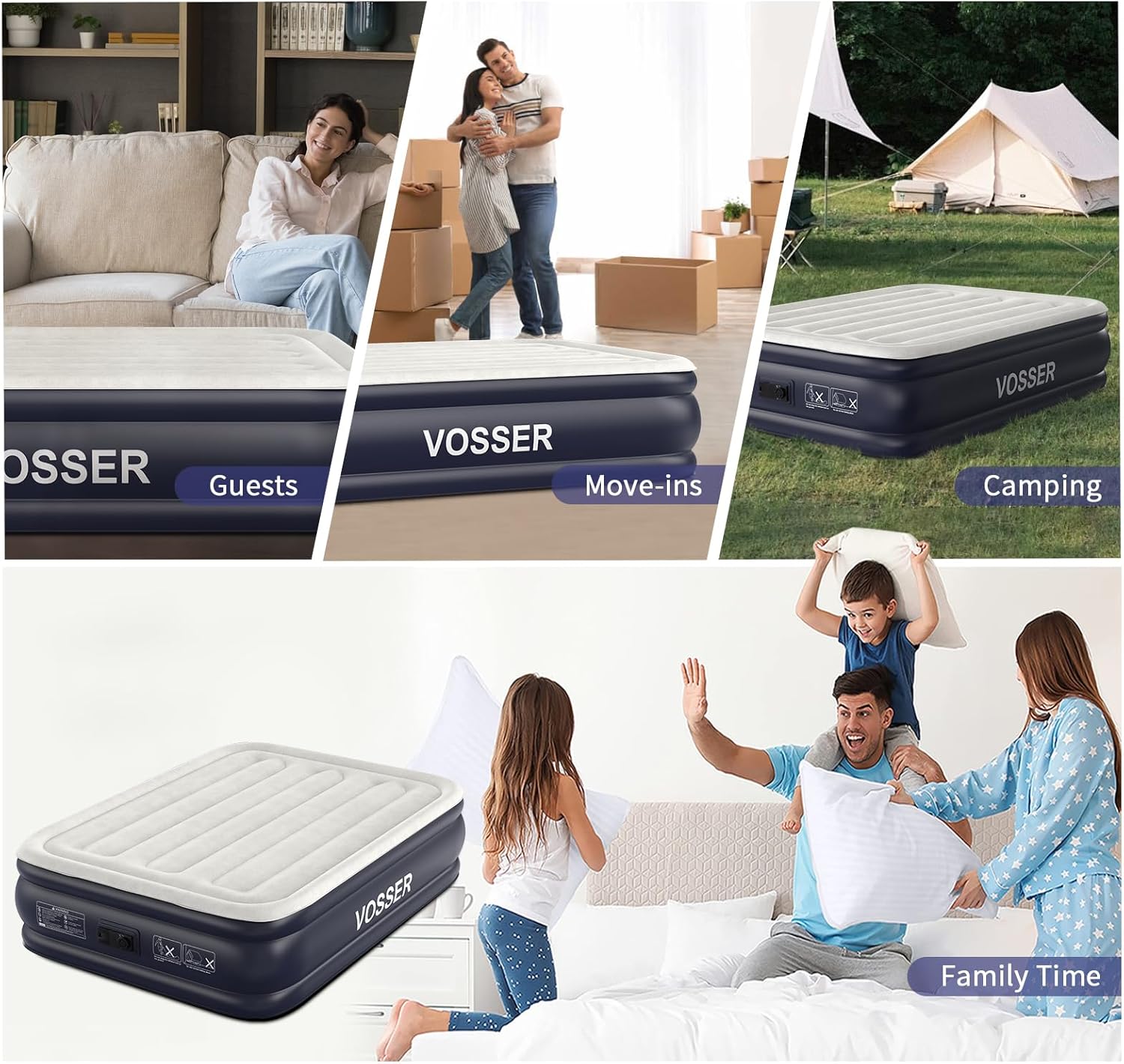 Twin Air Mattress with Built in Pump Raised,18''Inflatable Mattress of Upgraded Vertical Beams,Self Inflatable Blow Up Mattress in 3 Mins,Flocked Top Airbed with Carry Bag for Home,Camping