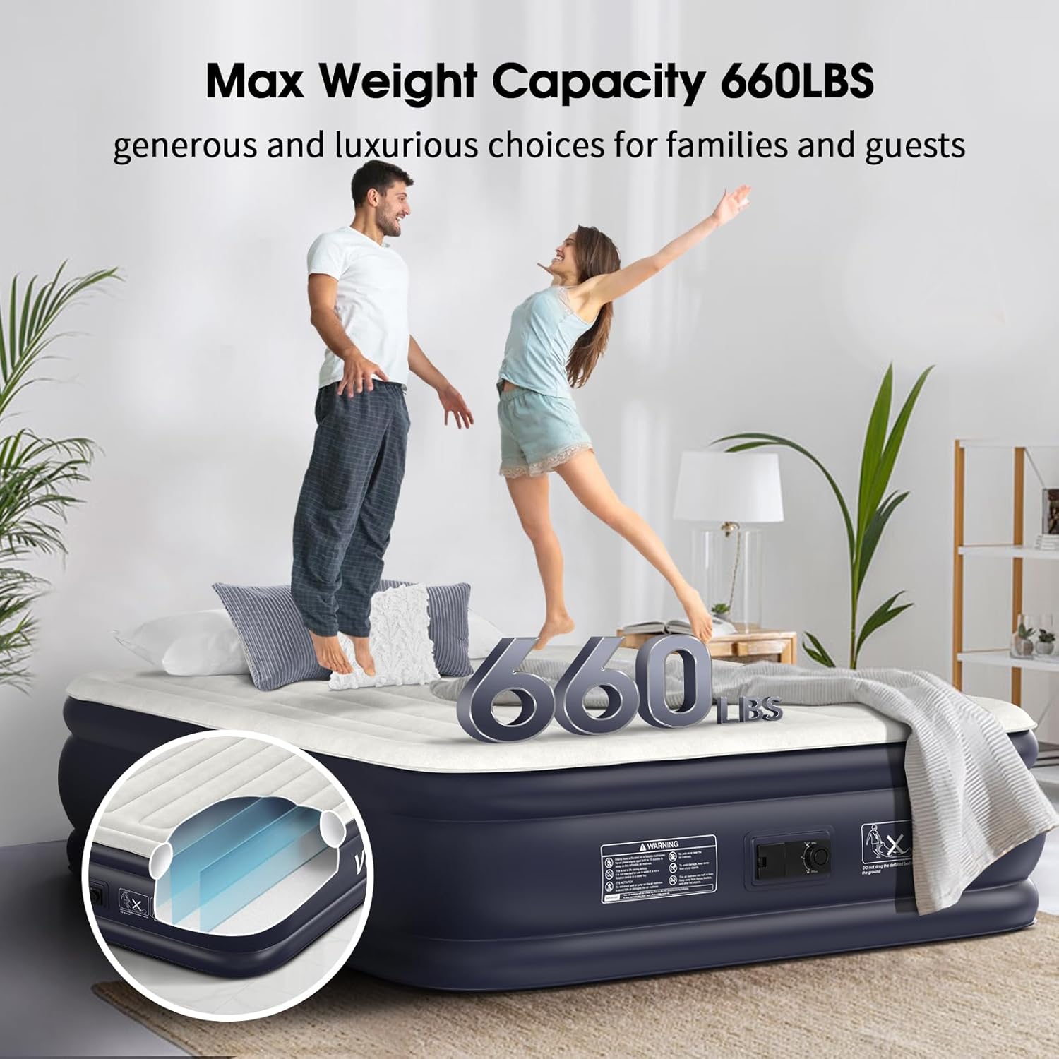 Twin Air Mattress with Built in Pump Raised,18''Inflatable Mattress of Upgraded Vertical Beams,Self Inflatable Blow Up Mattress in 3 Mins,Flocked Top Airbed with Carry Bag for Home,Camping