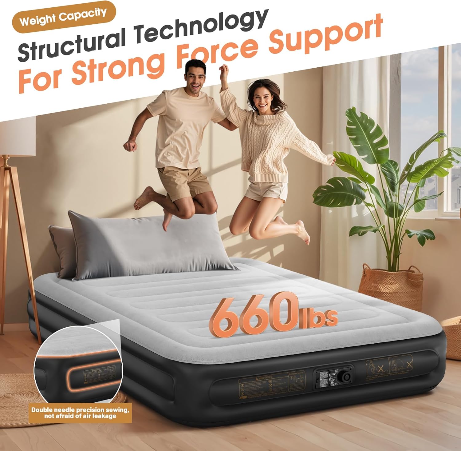 Twin Air Mattress with Built in Pump,Inflatable Mattress 2 Mins Self-Inflation/Deflation,Thicker Blow up Mattress Leak-Proof,Flocked Top Air Bed with Storage Bag for Home, Camping & Guests