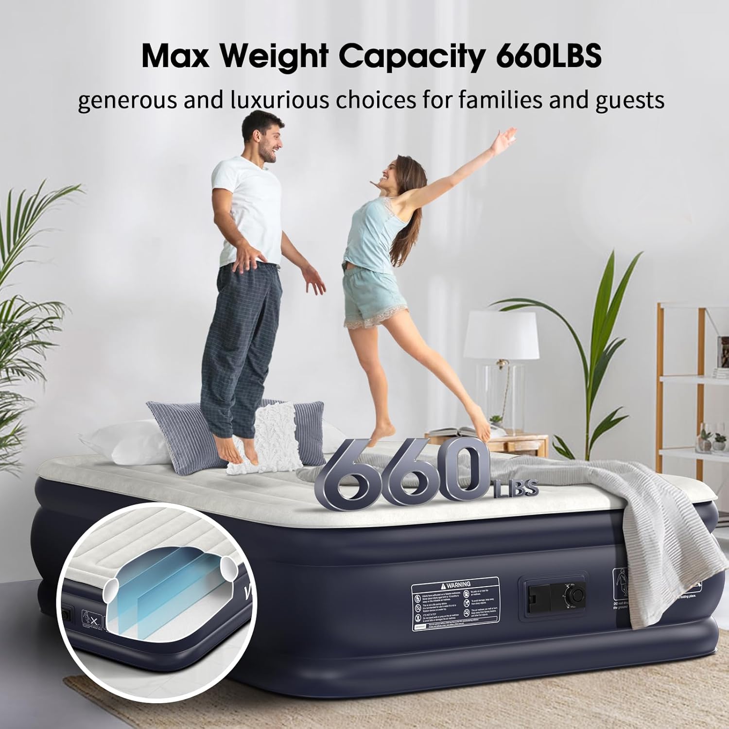 Twin Air Mattress with Built in Pump Raised,18''Inflatable Mattress of Upgraded Vertical Beams,Self Inflatable Blow Up Mattress in 3 Mins,Flocked Top Airbed with Carry Bag for Home,Camping
