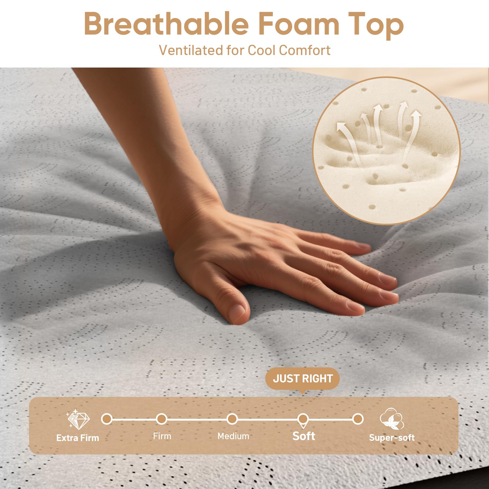 VOSSER Twin Air Mattress with Built-in Pump,18'' Foam Topper Blow Up Mattress,Luxury Inflatable Mattress 2 Mins Self-Inflation/Deflation - Breathable and Flatness-Free for Camping, Home & Guests