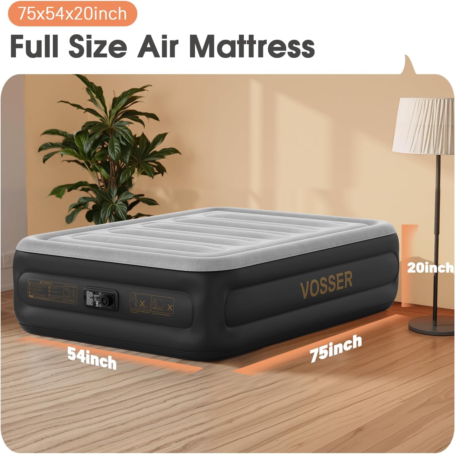 Twin Air Mattress with Built in Pump,Inflatable Mattress 2 Mins Self-Inflation/Deflation,Thicker Blow up Mattress Leak-Proof,Flocked Top Air Bed with Storage Bag for Home, Camping & Guests