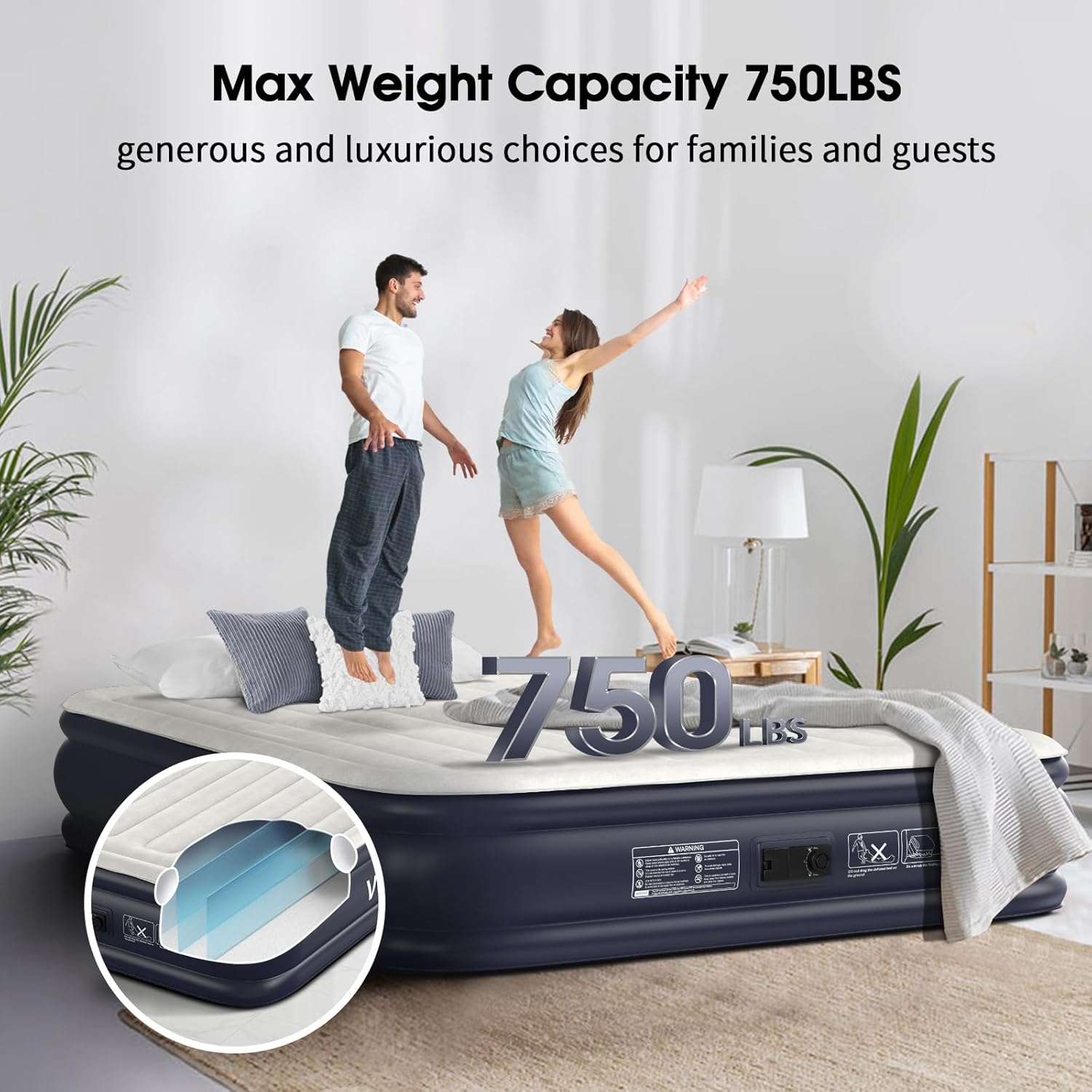 Twin Air Mattress with Built in Pump Raised,18''Inflatable Mattress of Upgraded Vertical Beams,Self Inflatable Blow Up Mattress in 3 Mins,Flocked Top Airbed with Carry Bag for Home,Camping