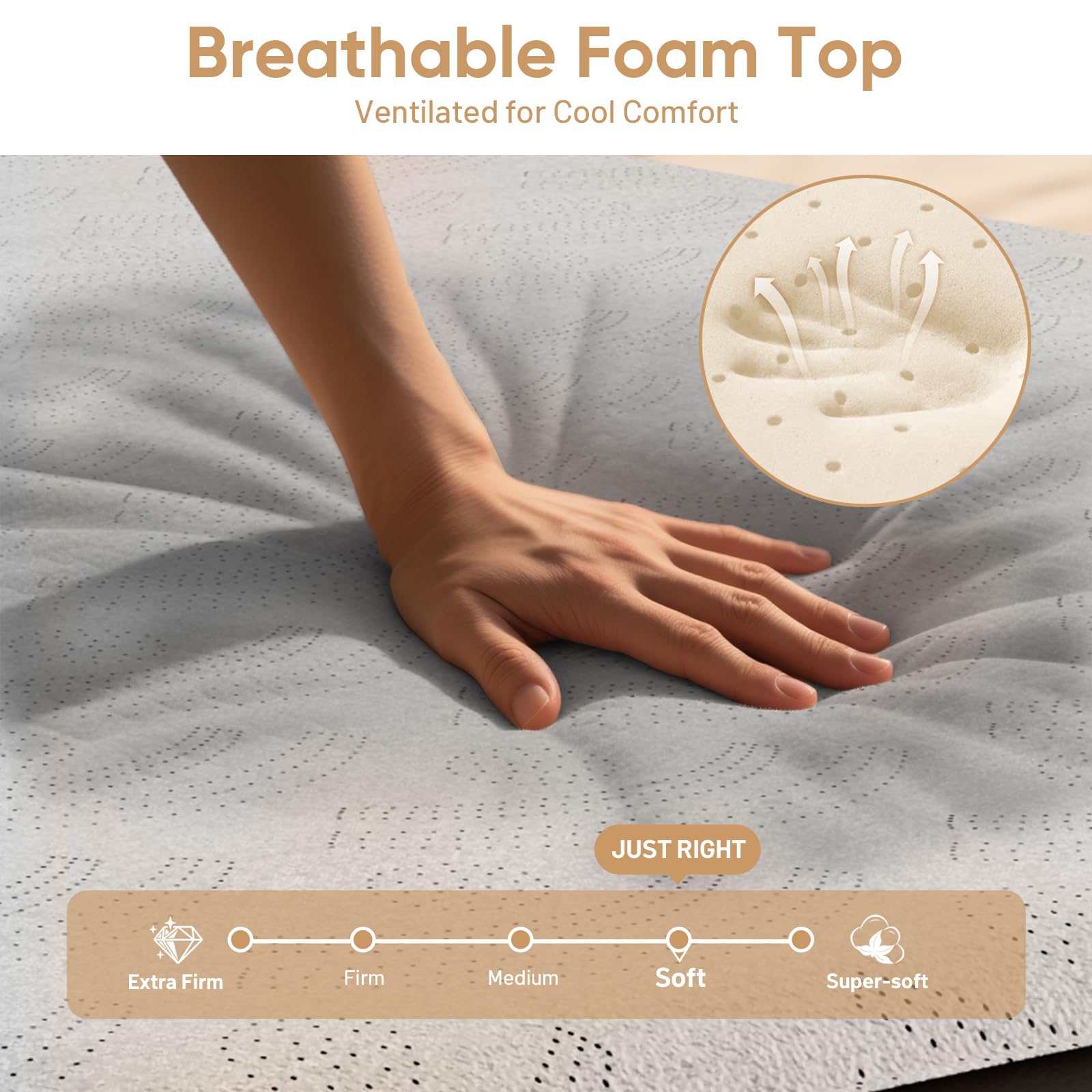 VOSSER Twin Air Mattress with Built-in Pump,18'' Foam Topper Blow Up Mattress,Luxury Inflatable Mattress 2 Mins Self-Inflation/Deflation - Breathable and Flatness-Free for Camping, Home & Guests