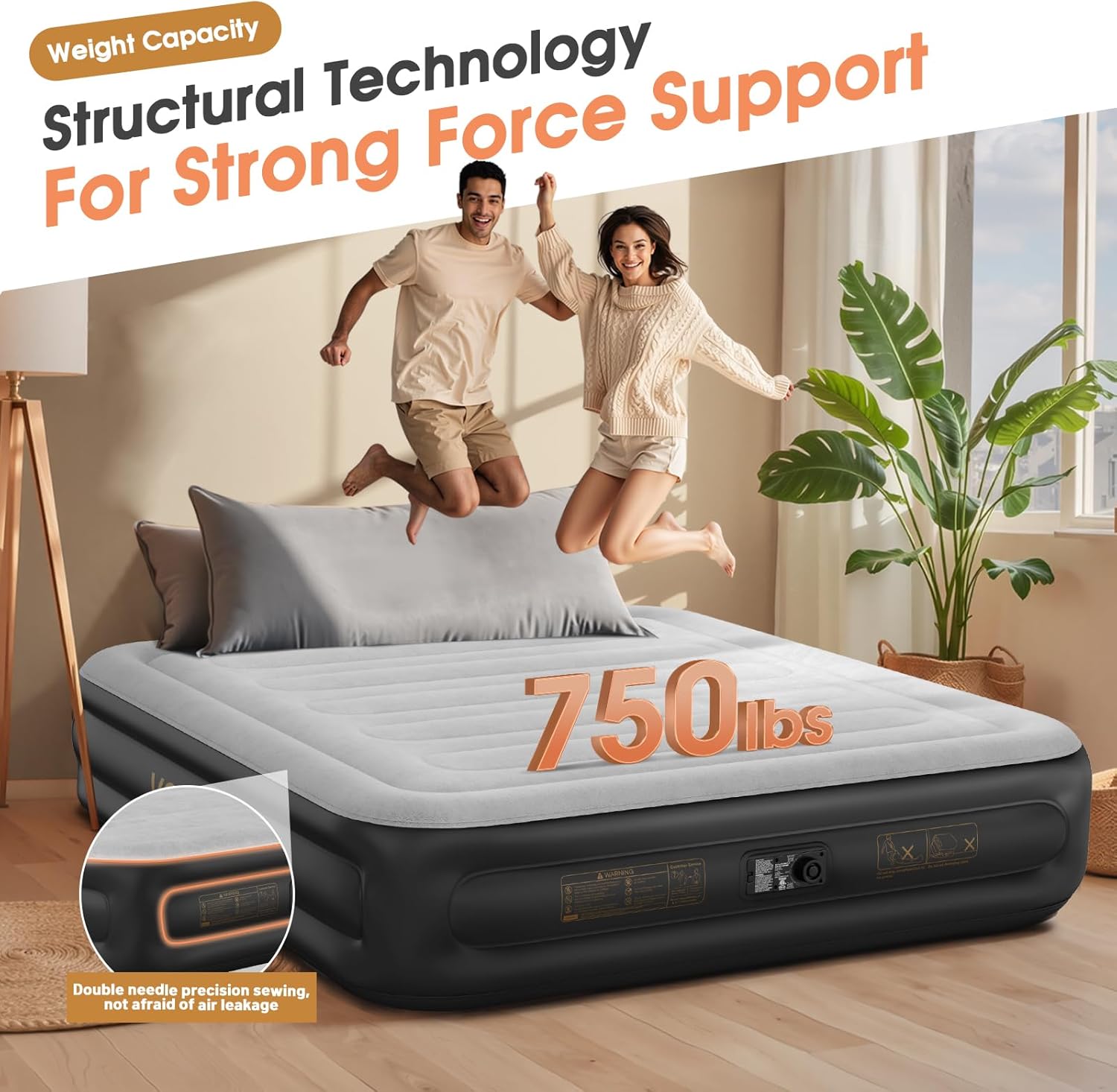 Twin Air Mattress with Built in Pump,Inflatable Mattress 2 Mins Self-Inflation/Deflation,Thicker Blow up Mattress Leak-Proof,Flocked Top Air Bed with Storage Bag for Home, Camping & Guests