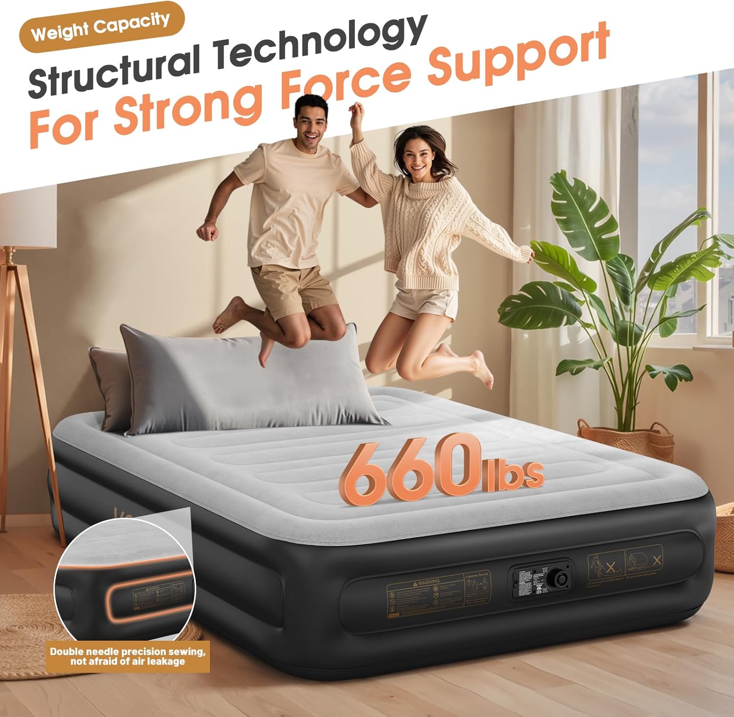 Twin Air Mattress with Built in Pump,Inflatable Mattress 2 Mins Self-Inflation/Deflation,Thicker Blow up Mattress Leak-Proof,Flocked Top Air Bed with Storage Bag for Home, Camping & Guests