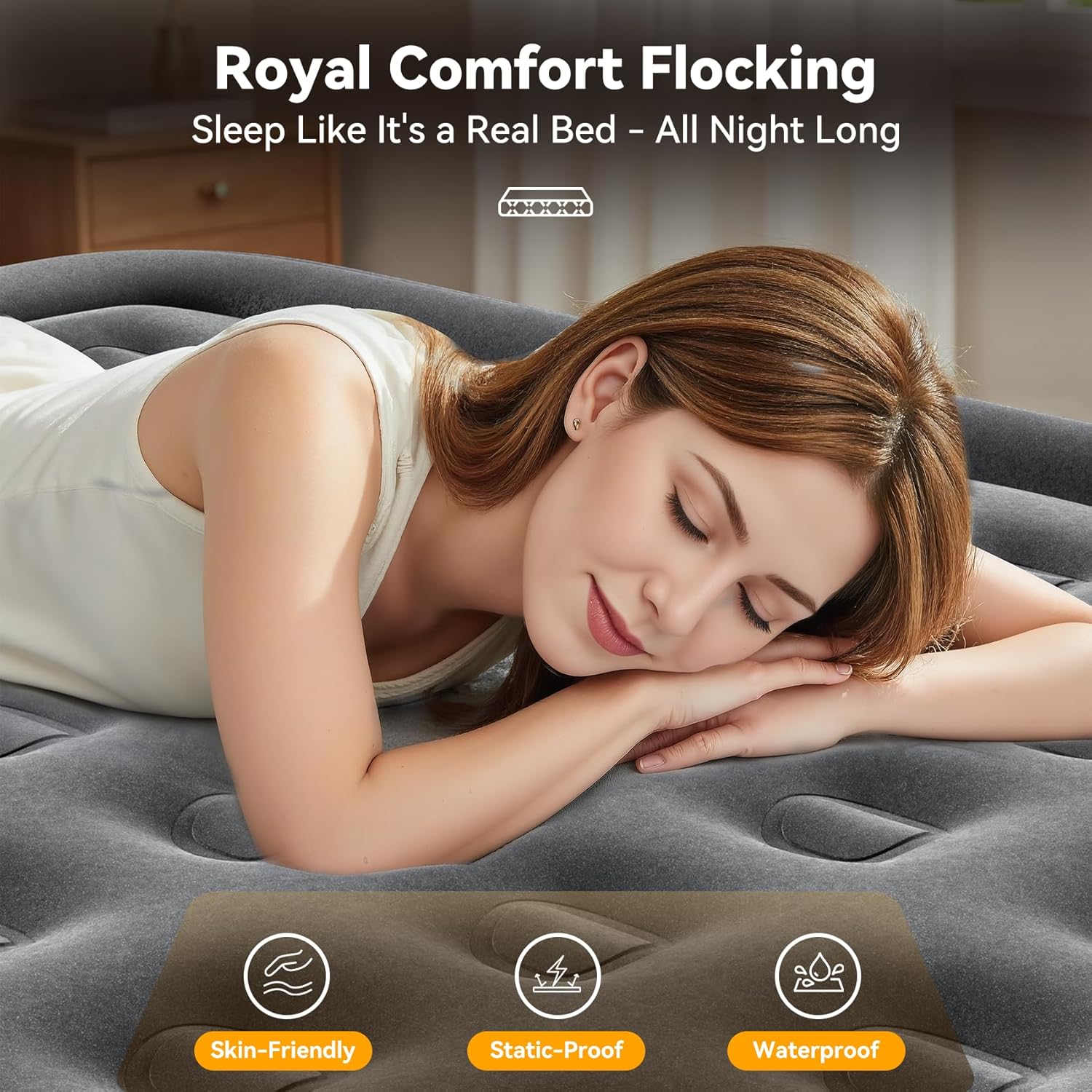 Air Mattress Twin with Built in Pump,18” Raised Blow Up Mattress,Inflatable Mattress in 2 Mins,Single Twin Size Air Mattress for Home,Floor&Camping, Air Bed for Adults,330LB Max,Black