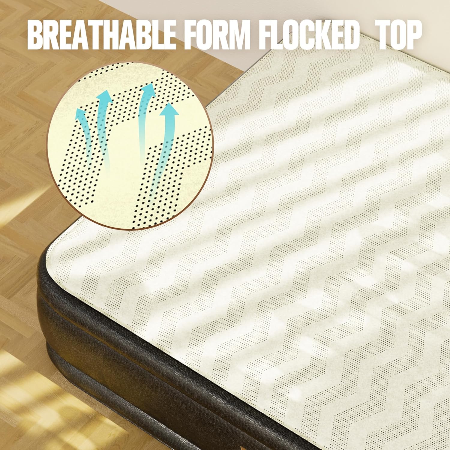 Twin Air Mattress with Built-in Pump,18'' Foam Topper Inflatable Mattress,Luxury Blow Up Mattress 2 Mins Self-Inflation/Deflation - Breathable and Wrinkle-Free for Camping, Home & Guests