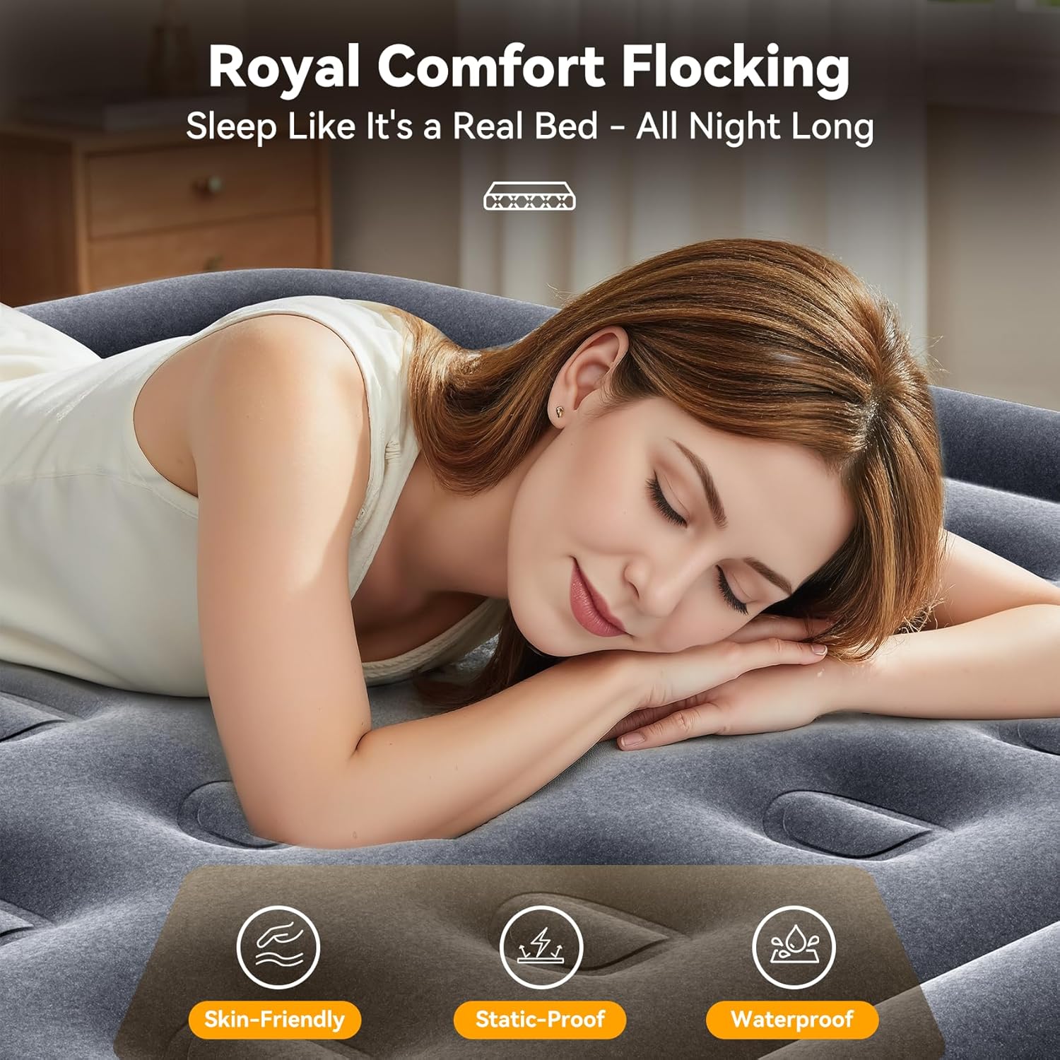 Air Mattress Twin with Built in Pump,18” Raised Blow Up Mattress,Inflatable Mattress in 2 Mins,Single Twin Size Air Mattress for Home,Floor&Camping, Air Bed for Adults,330LB Max,Black