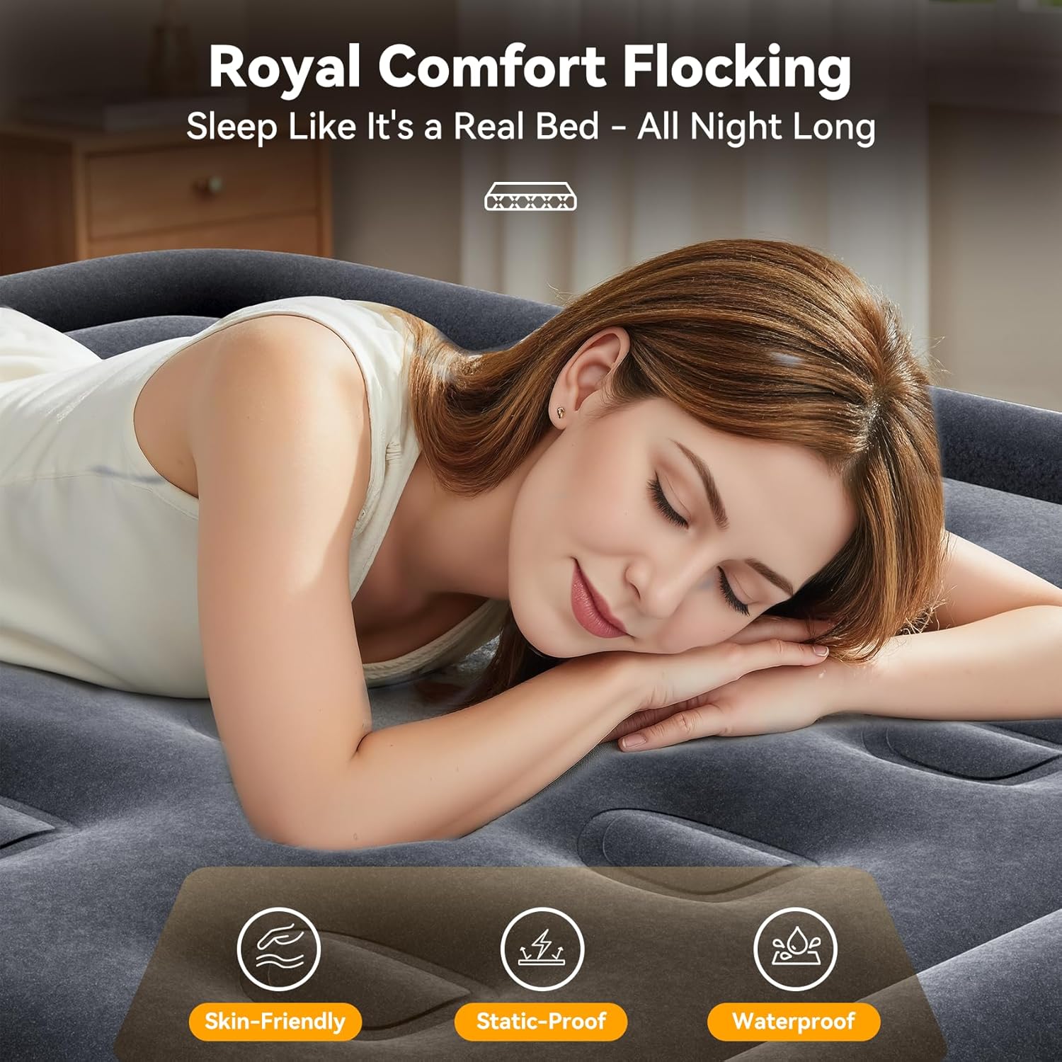Air Mattress Twin with Built in Pump,18” Raised Blow Up Mattress,Inflatable Mattress in 2 Mins,Single Twin Size Air Mattress for Home,Floor&Camping, Air Bed for Adults,330LB Max,Black