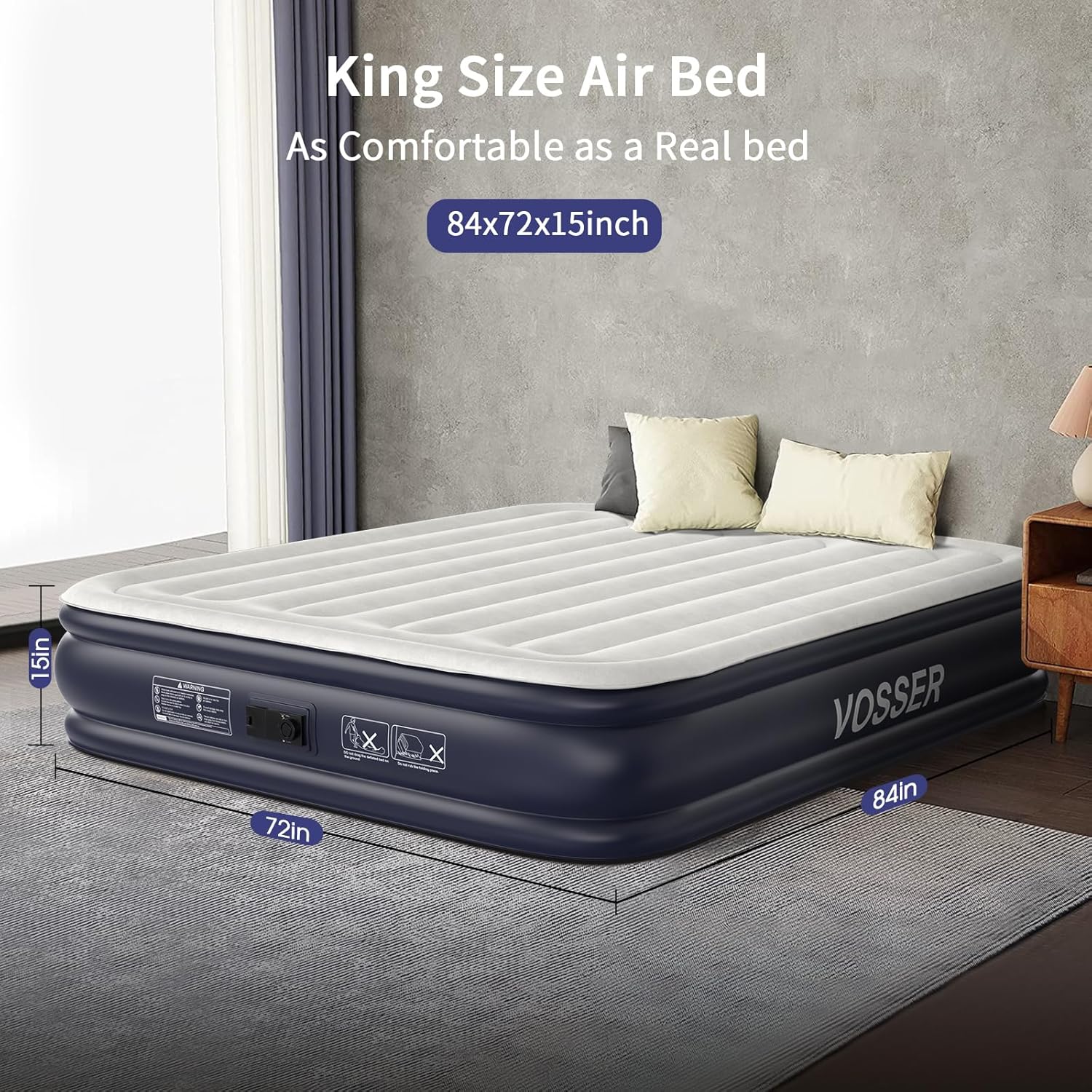Twin Air Mattress with Built in Pump Raised,18''Inflatable Mattress of Upgraded Vertical Beams,Self Inflatable Blow Up Mattress in 3 Mins,Flocked Top Airbed with Carry Bag for Home,Camping