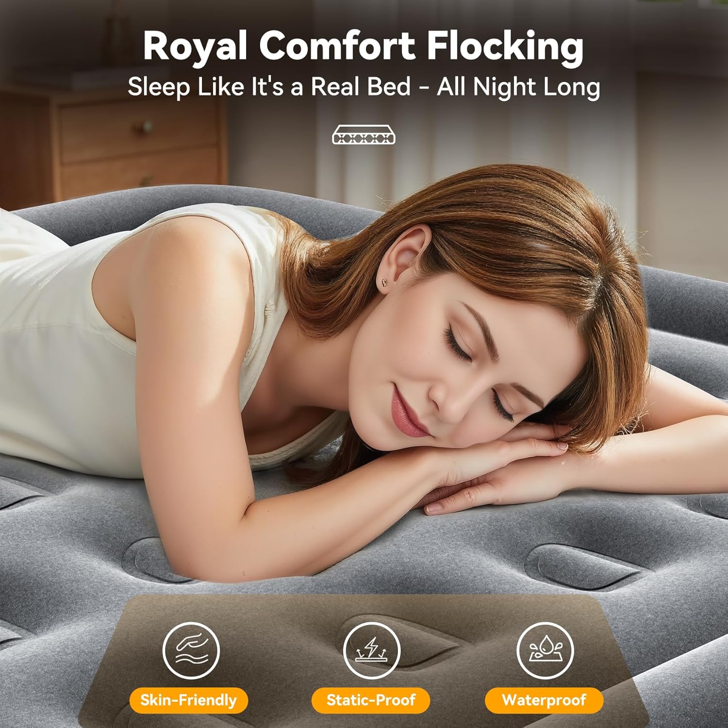 Air Mattress Twin with Built in Pump,18” Raised Blow Up Mattress,Inflatable Mattress in 2 Mins,Single Twin Size Air Mattress for Home,Floor&Camping, Air Bed for Adults,330LB Max,Black