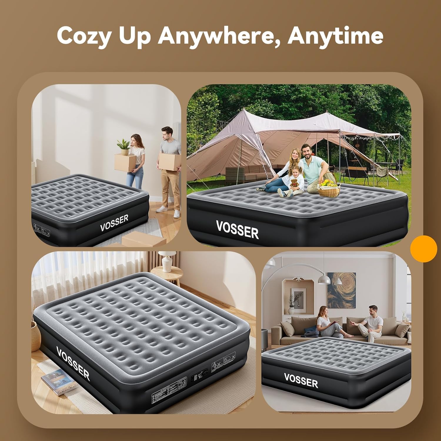 Air Mattress Twin with Built in Pump,18” Raised Blow Up Mattress,Inflatable Mattress in 2 Mins,Single Twin Size Air Mattress for Home,Floor&Camping, Air Bed for Adults,330LB Max,Black