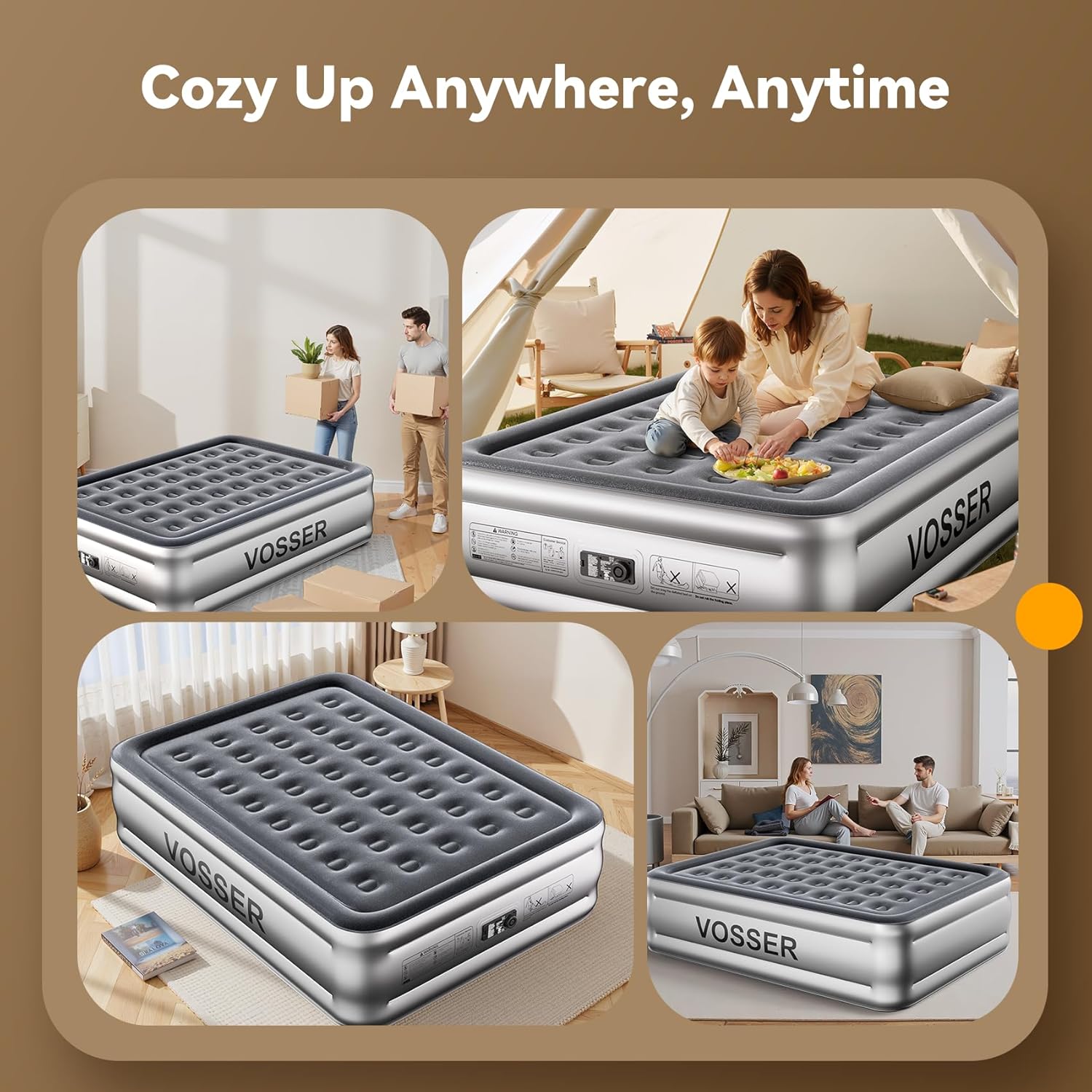 Air Mattress Twin with Built in Pump,18” Raised Blow Up Mattress,Inflatable Mattress in 2 Mins,Single Twin Size Air Mattress for Home,Floor&Camping, Air Bed for Adults,330LB Max,Black