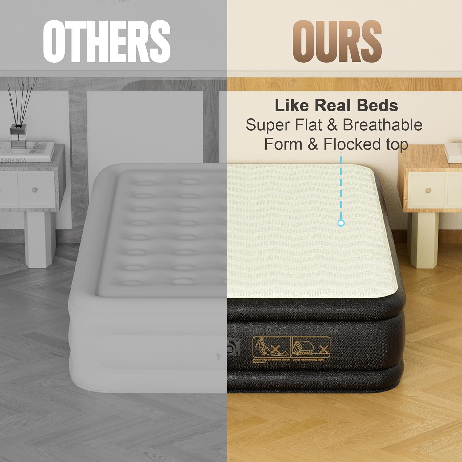 Twin Air Mattress with Built-in Pump,18'' Foam Topper Inflatable Mattress,Luxury Blow Up Mattress 2 Mins Self-Inflation/Deflation - Breathable and Wrinkle-Free for Camping, Home & Guests