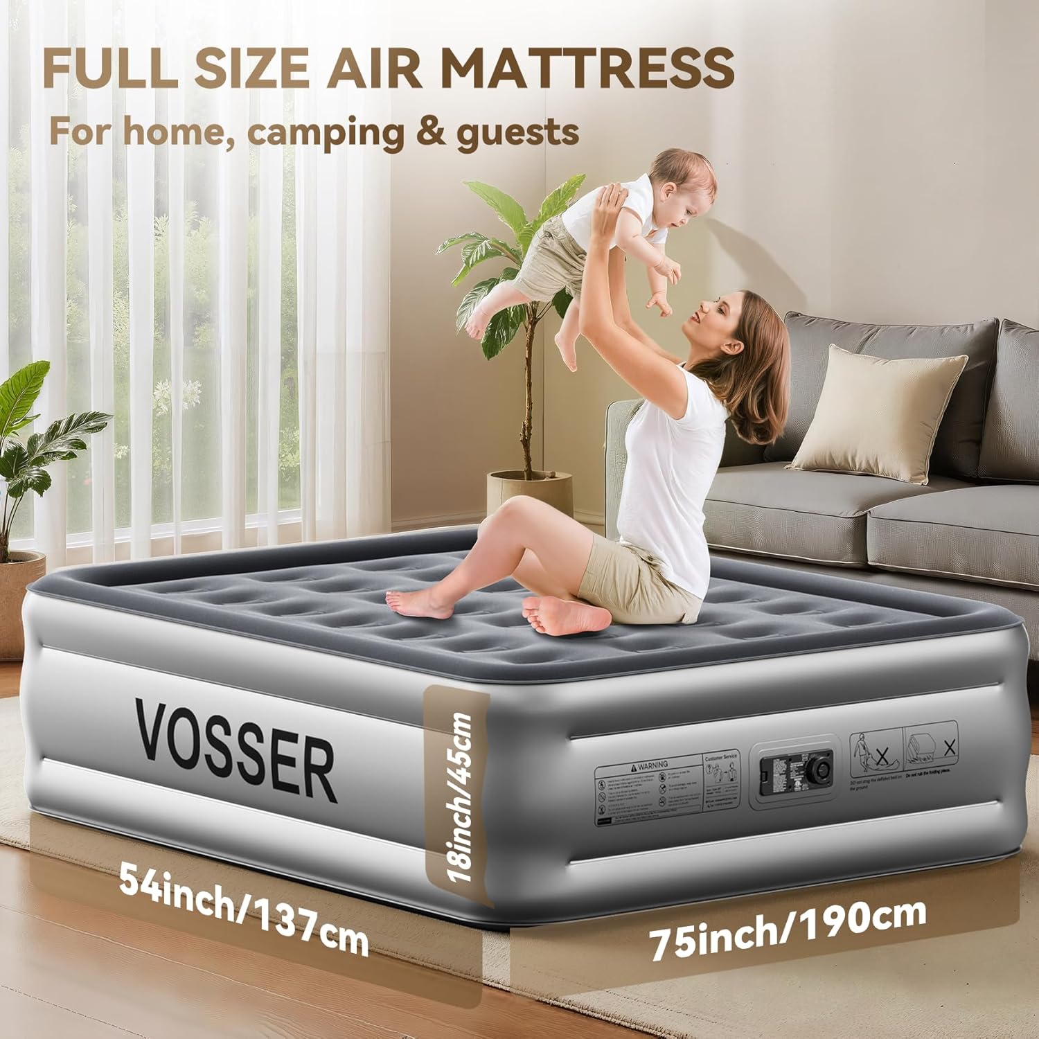 Air Mattress Twin with Built in Pump,18” Raised Blow Up Mattress,Inflatable Mattress in 2 Mins,Single Twin Size Air Mattress for Home,Floor&Camping, Air Bed for Adults,330LB Max,Black