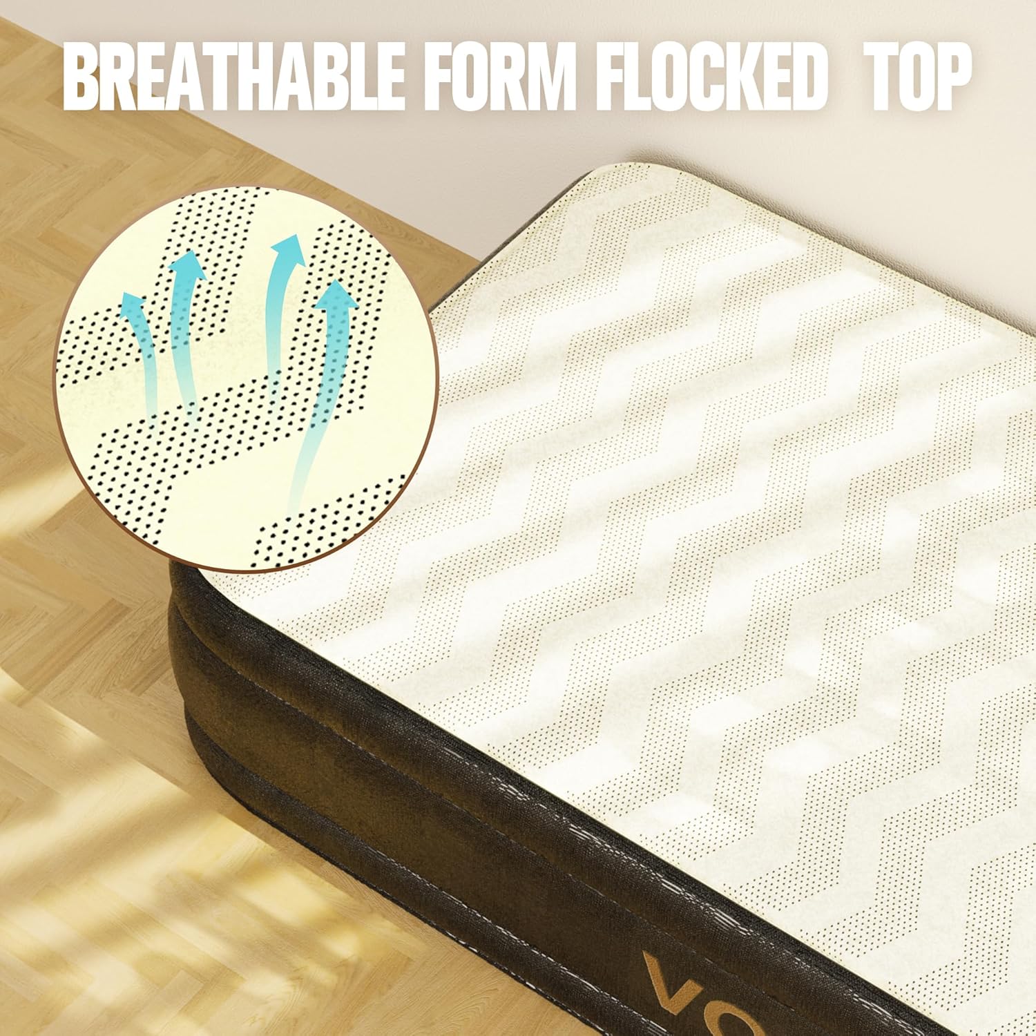 Twin Air Mattress with Built-in Pump,18'' Foam Topper Inflatable Mattress,Luxury Blow Up Mattress 2 Mins Self-Inflation/Deflation - Breathable and Wrinkle-Free for Camping, Home & Guests
