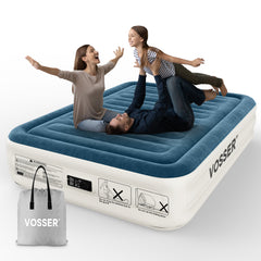 VOSSER Queen Air Mattress with Built-in Pump,Fast & Easy Inflation/Deflation Inflatable Mattress,  Foldable Blow Up Mattress with Storage Bag , Inflatable Bed for Home, Camping & Guests