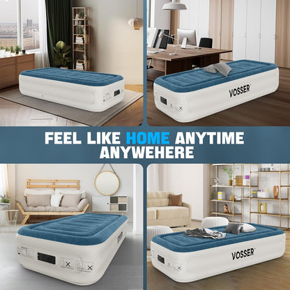 VOSSER Queen Air Mattress with Built-in Pump,Fast & Easy Inflation/Deflation Inflatable Mattress, Foldable Blow Up Mattress with Storage Bag, Inflatable Bed for Home, Camping & Guests