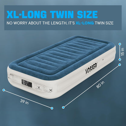 VOSSER Queen Air Mattress with Built-in Pump,Fast & Easy Inflation/Deflation Inflatable Mattress, Foldable Blow Up Mattress with Storage Bag, Inflatable Bed for Home, Camping & Guests