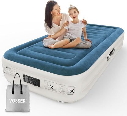 VOSSER Queen Air Mattress with Built-in Pump,Fast & Easy Inflation/Deflation Inflatable Mattress, Foldable Blow Up Mattress with Storage Bag, Inflatable Bed for Home, Camping & Guests